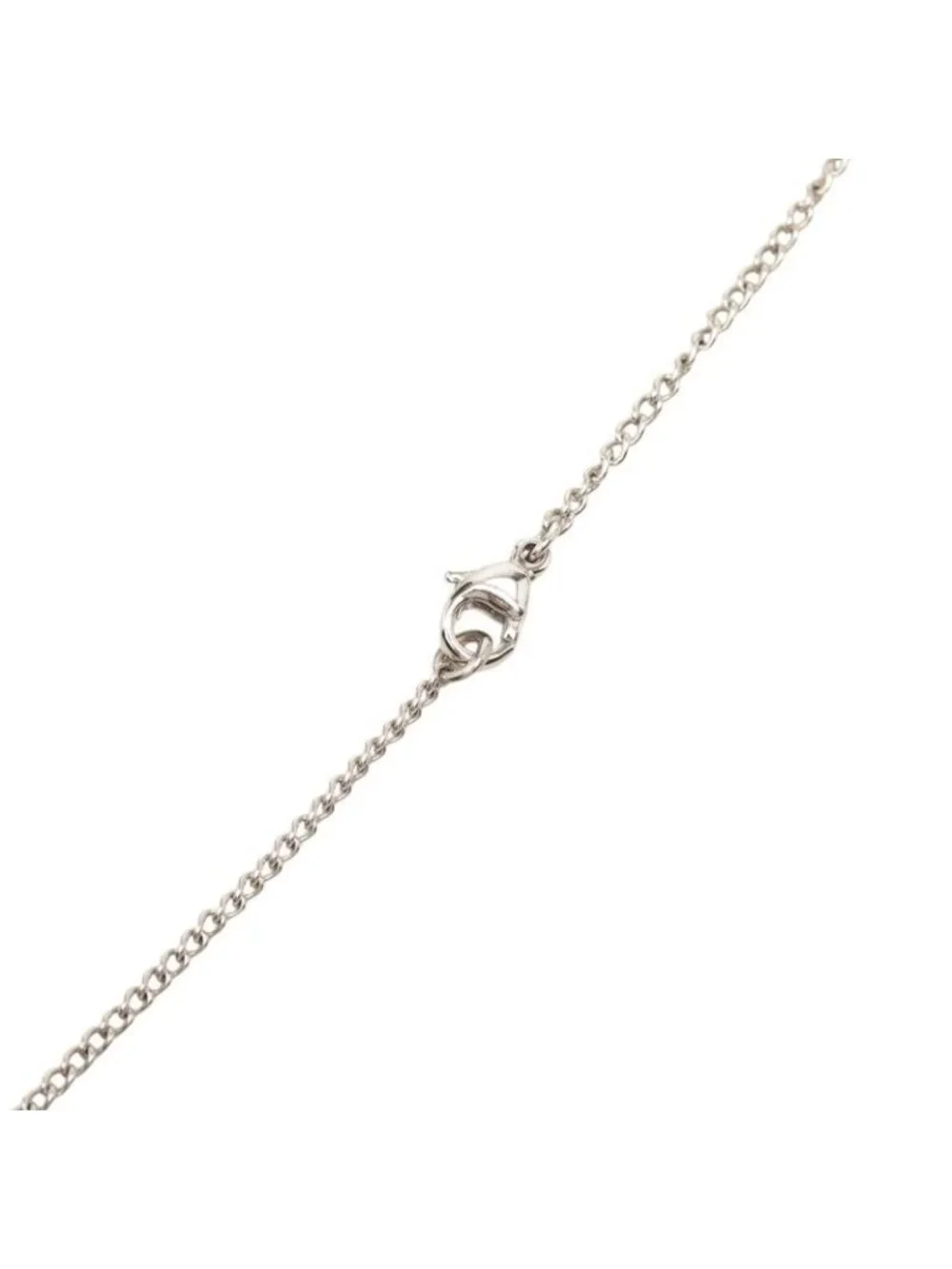 Chanel CC Logo Christmas Tree Motif Necklace Silver White Metal